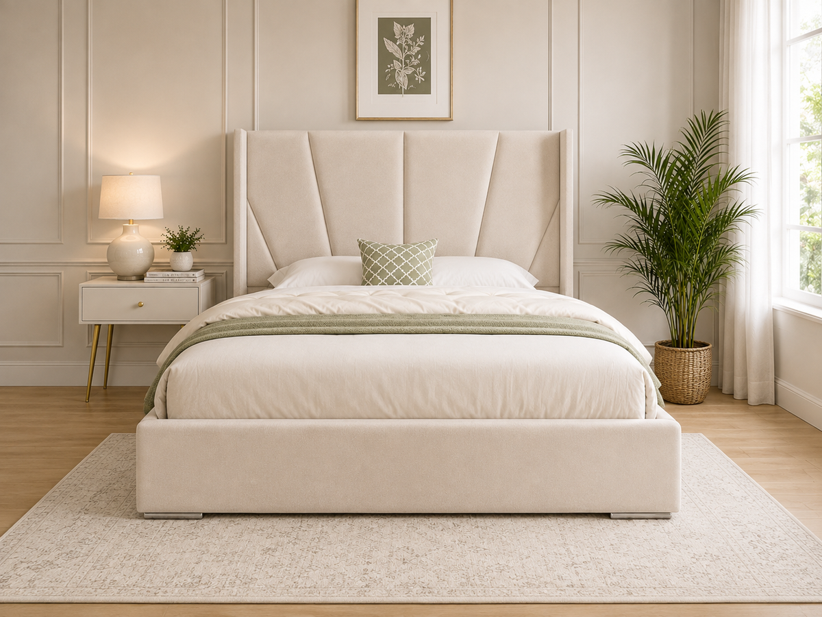 Baconton Curved Winged Upholstered Bed Frame