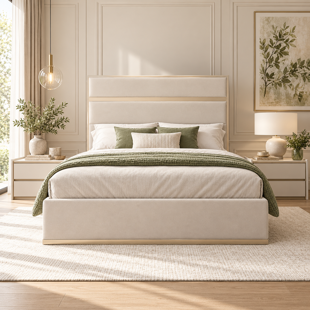 Breckin Panelled Upholstered Bed Frame