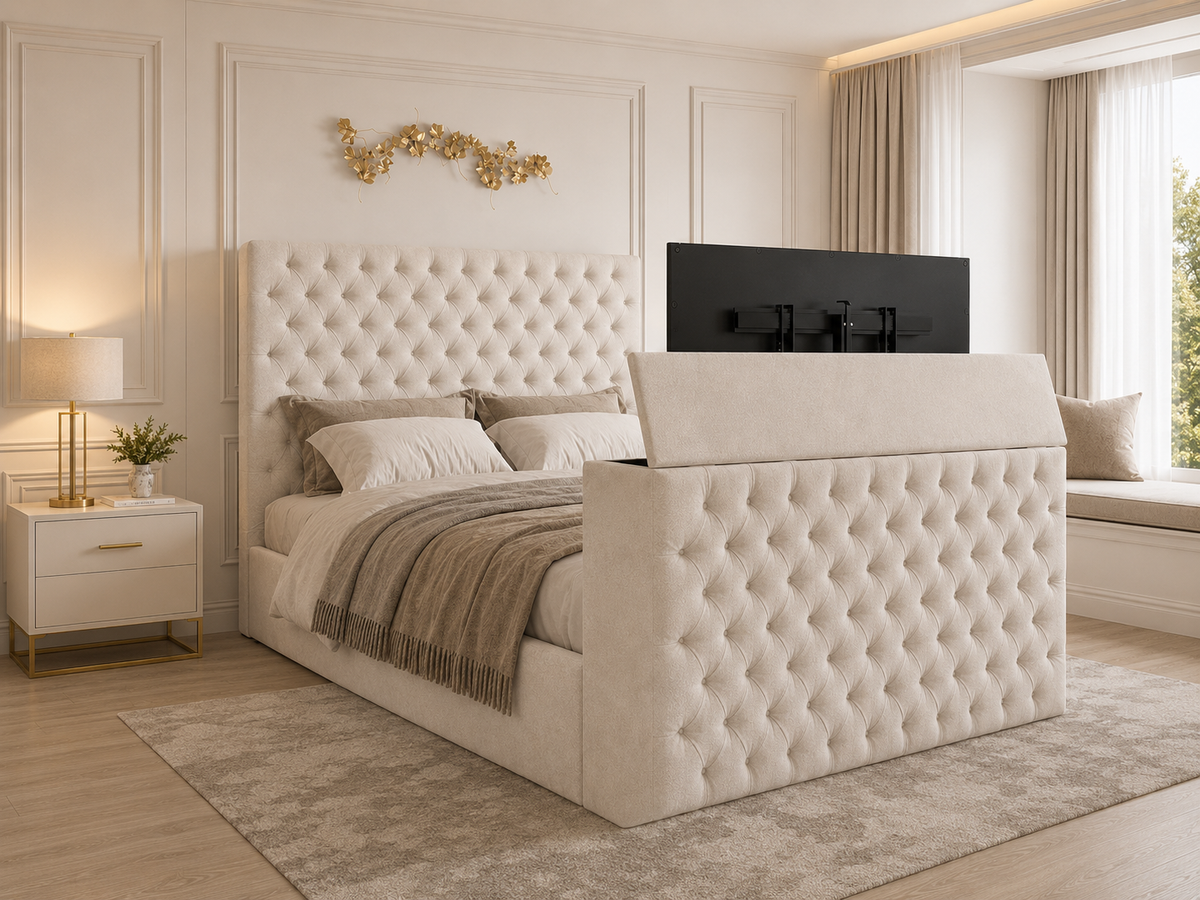 Colina Tufted Upholstered TV Bed Frame