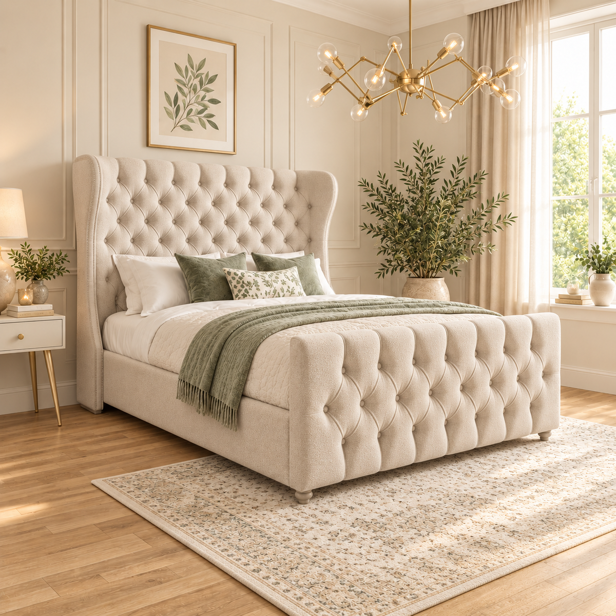 Dorothy Curved Top Upholstered Bed Frame