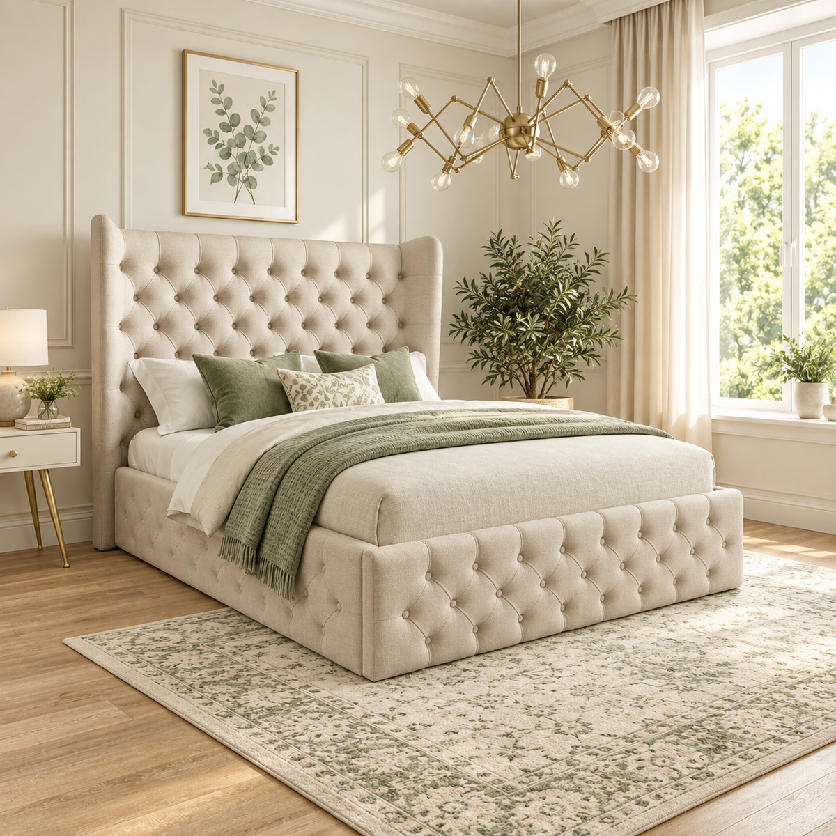 Ethan Winged Chesterfield Upholstered Bed Frame