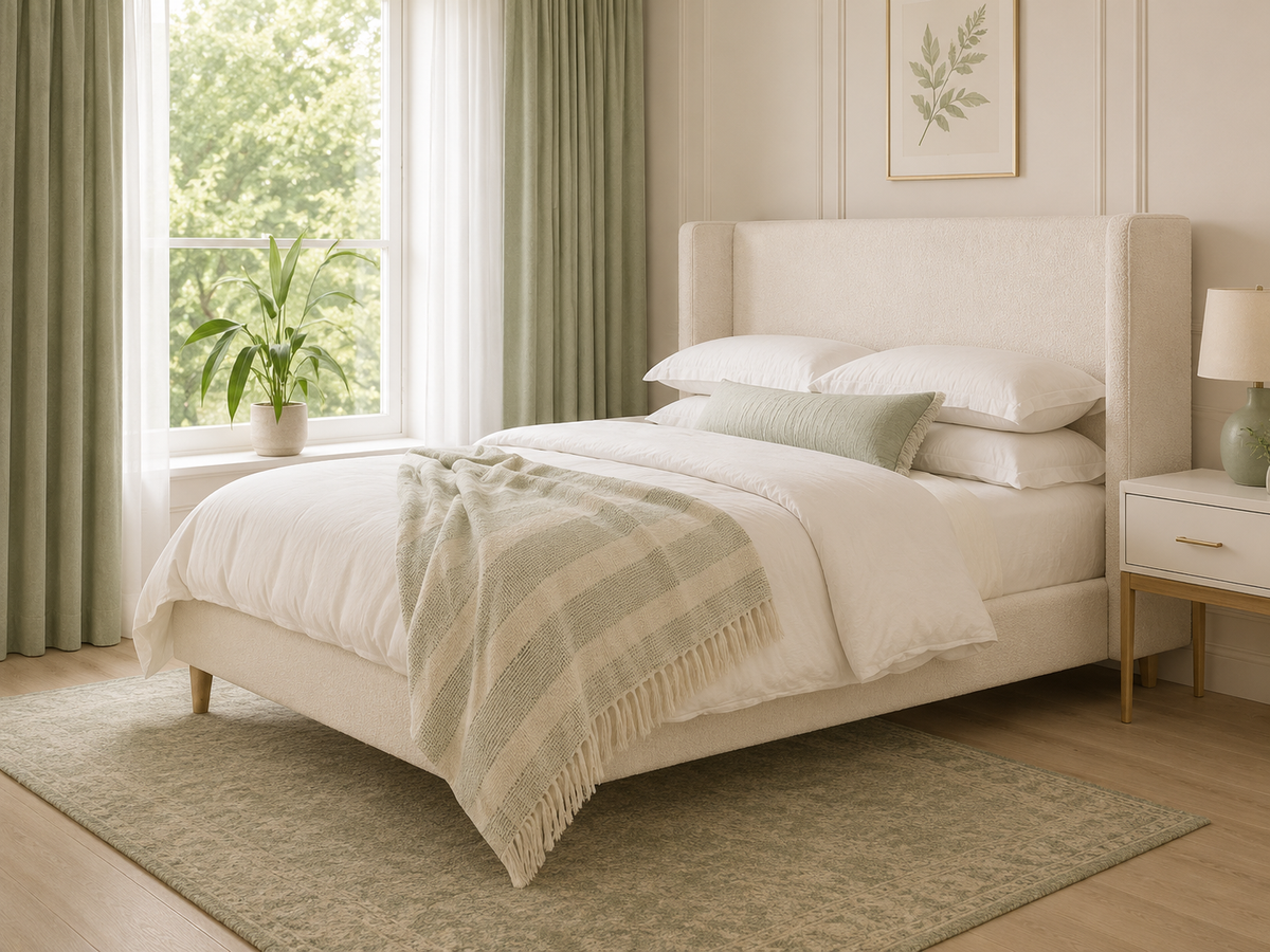 Harlow Bouclé Upholstered Bed Frame