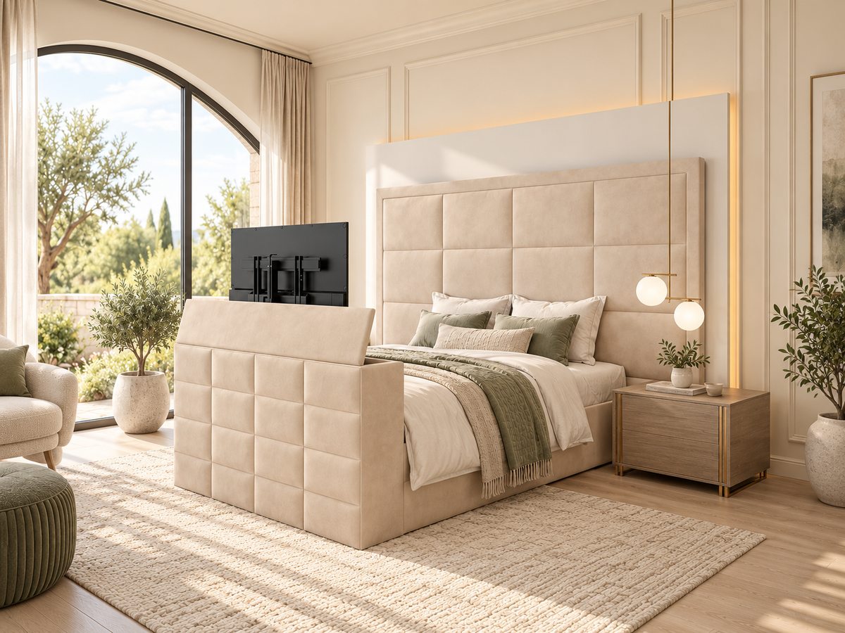 Lirim Squared Upholstered TV Bed Frame