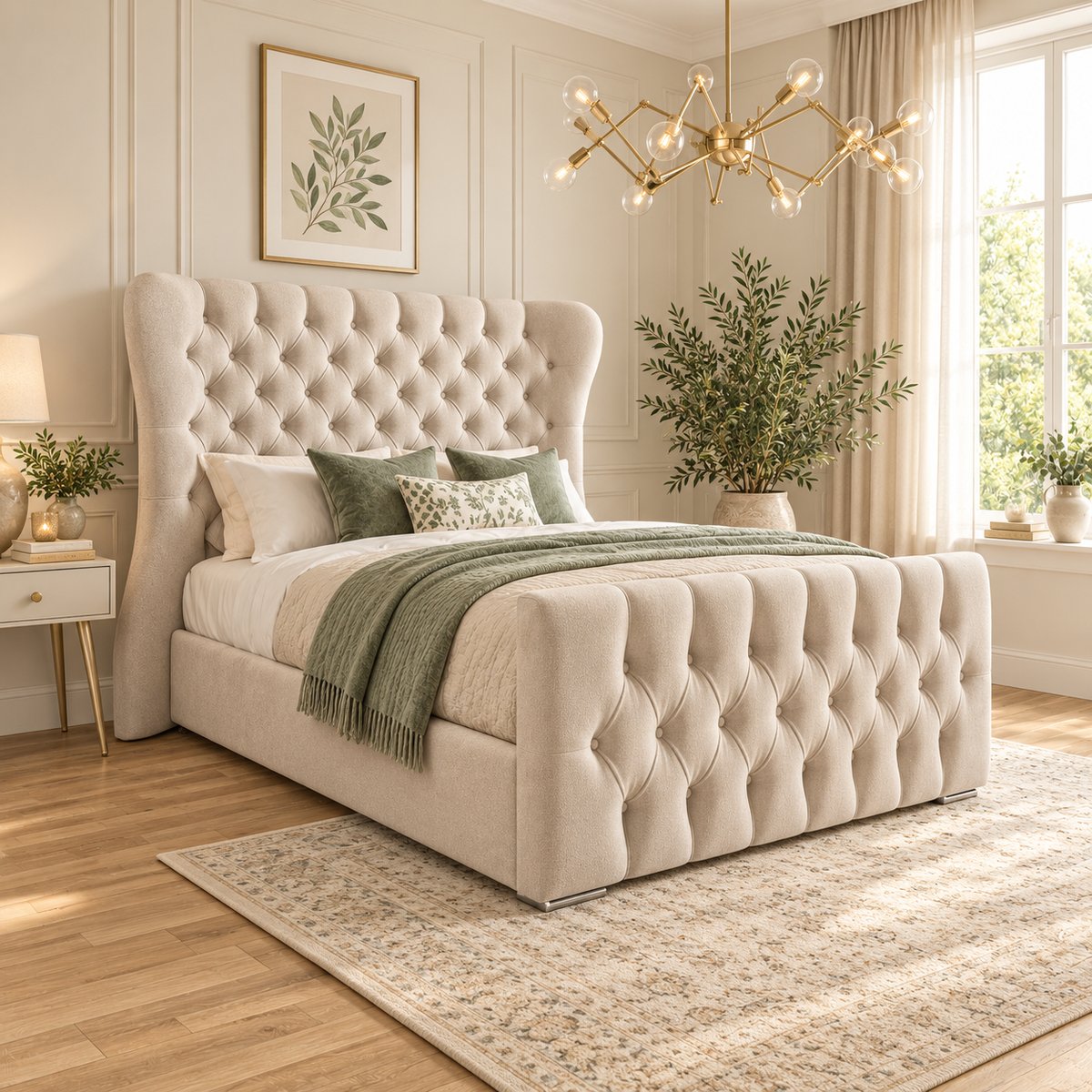 Miriam Floor Winged Upholstered Bed Frame